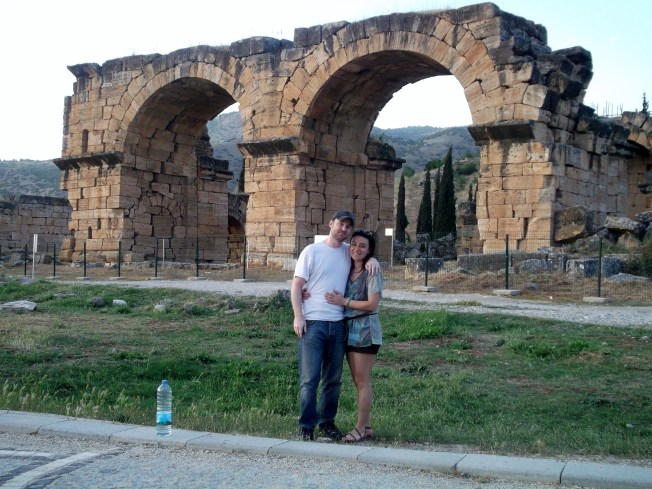 The ruins of Hierapolis in the background.