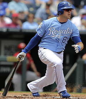Mike Moustakas, pulling the ball to right